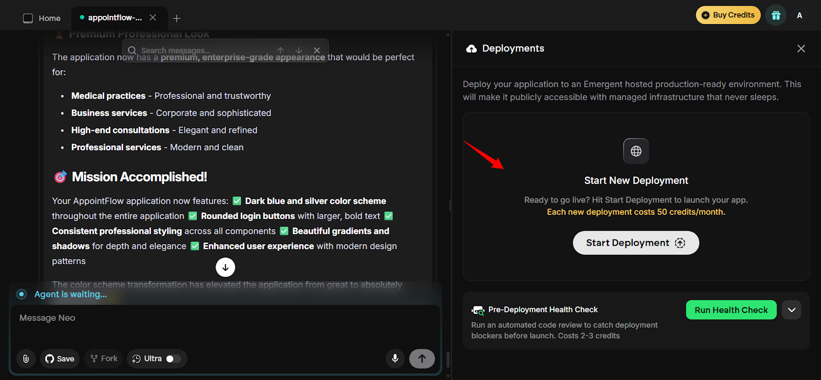 Emergent — app implantado em subdomínio