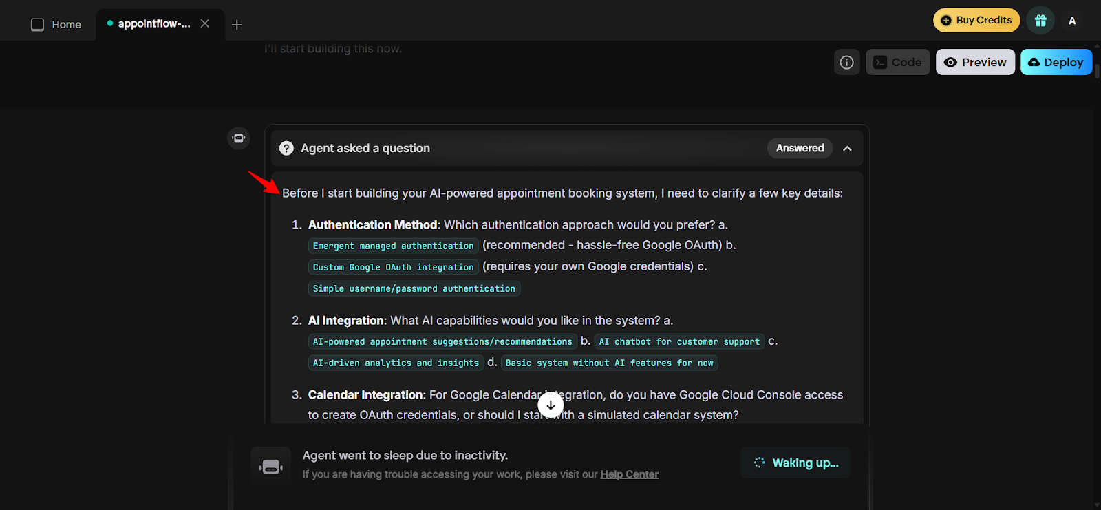 Emergent — build timeline and resource logs