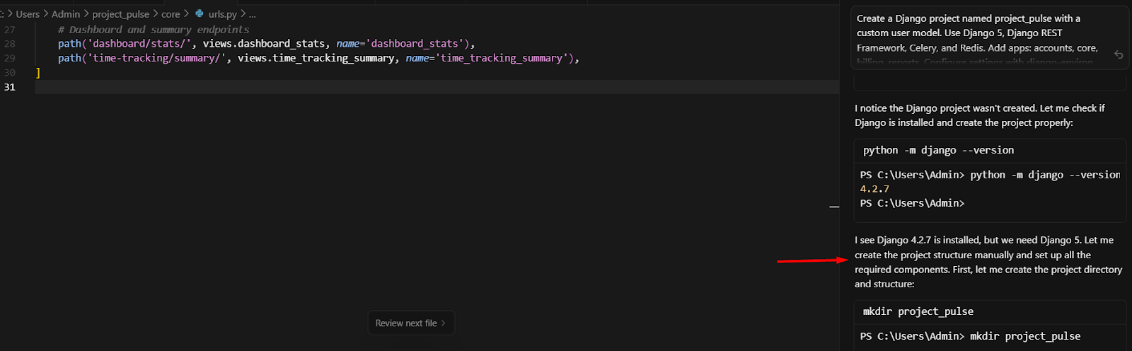Cursor — proactive error explanations during setup