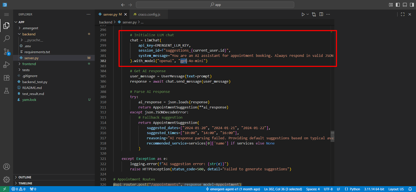 Emergent auto-configuring MongoDB, Stripe, and AI