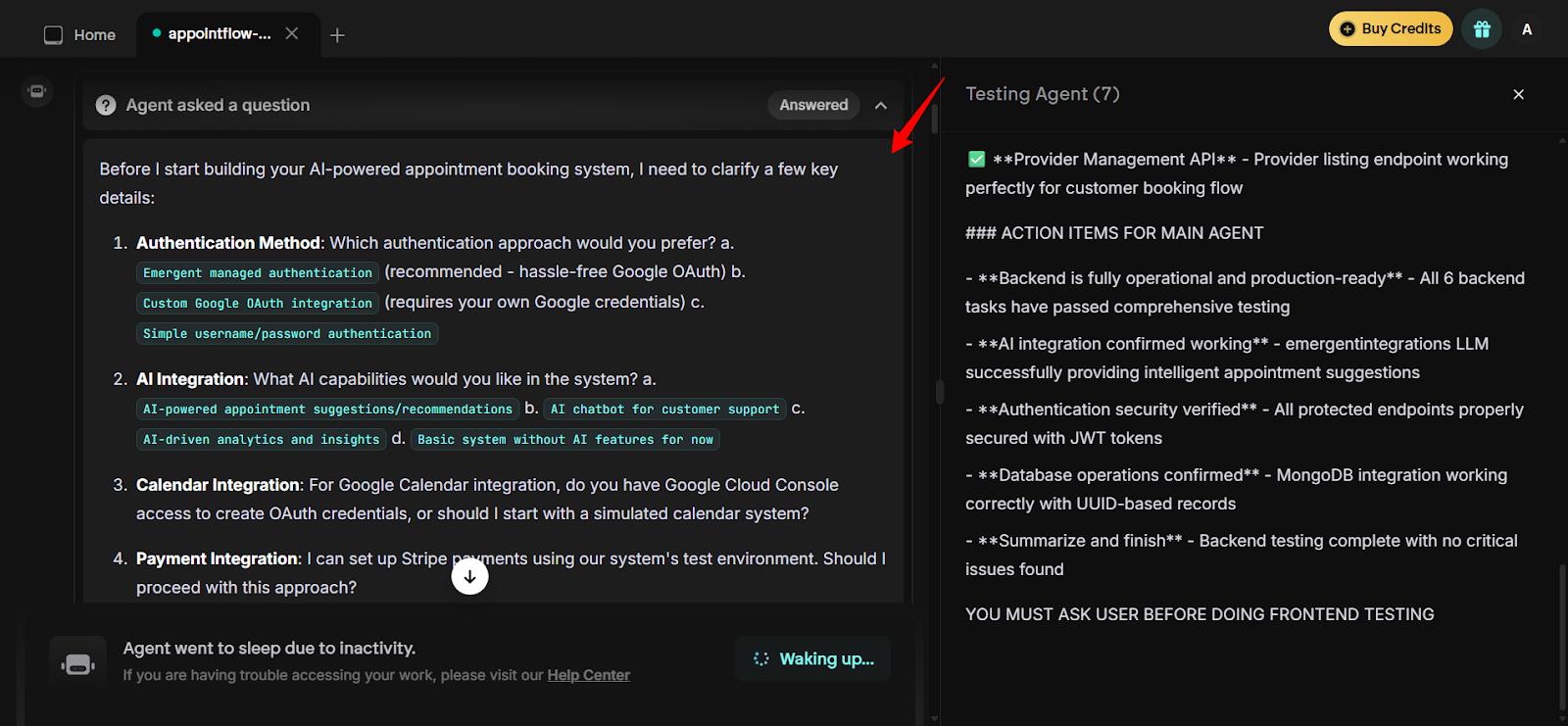 Emergent questions about auth, AI, and calendar