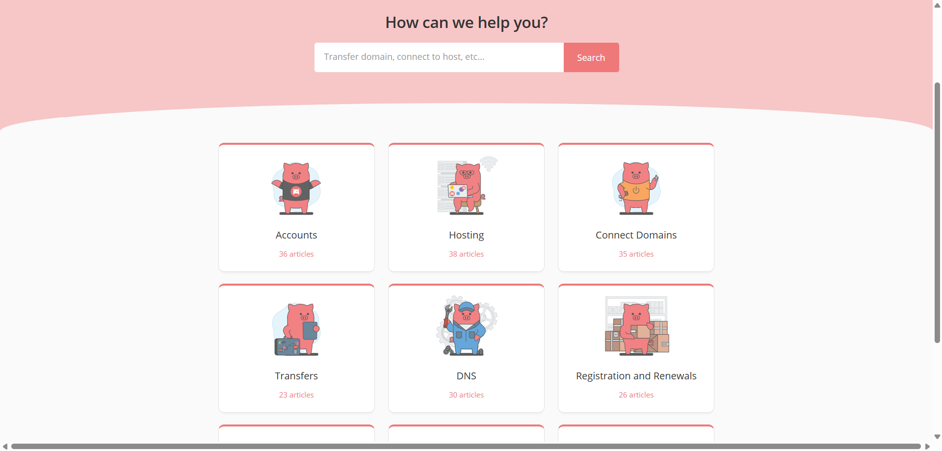 screenshot of Porkbun Knowledge Base 