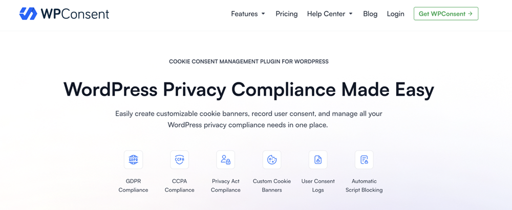 wpconsent homepage