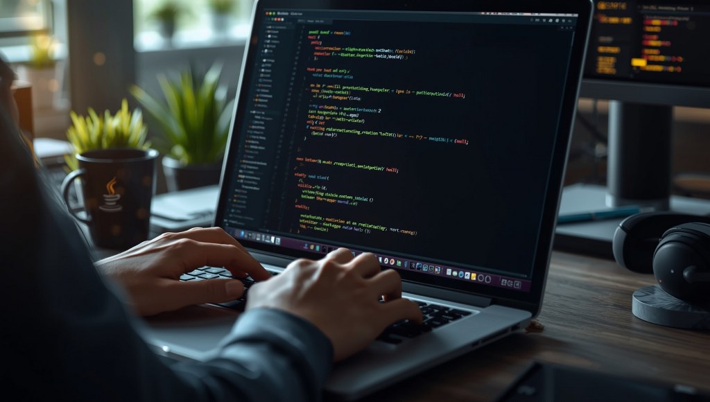 A developer building a Java application on a computer.