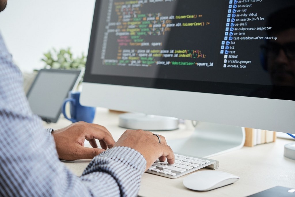 A developer coding.