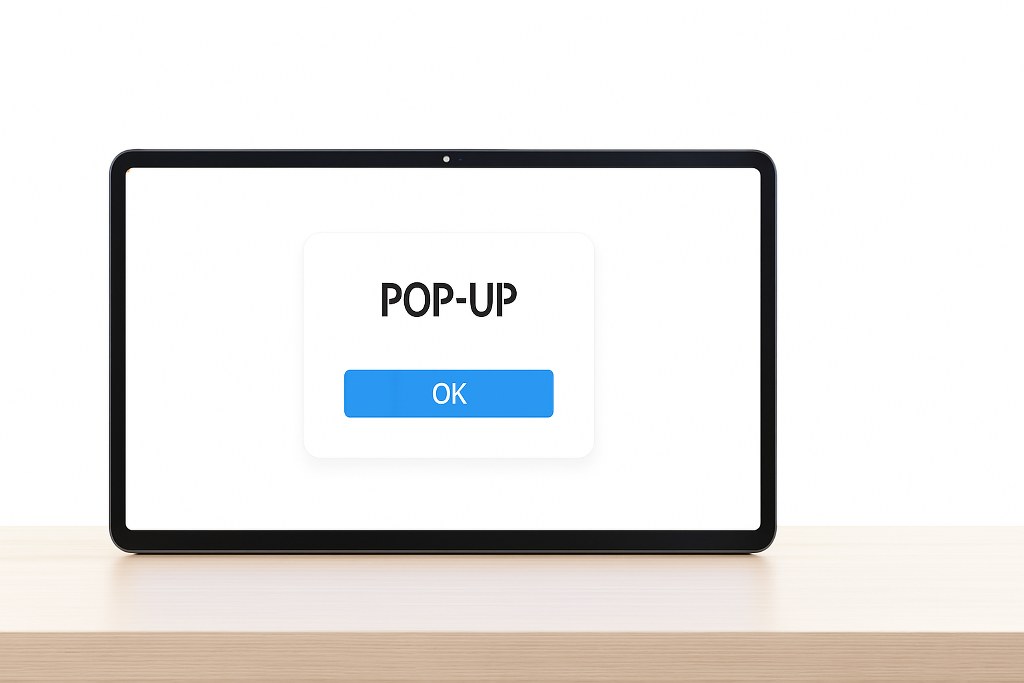 A pop-up on a tablet.
