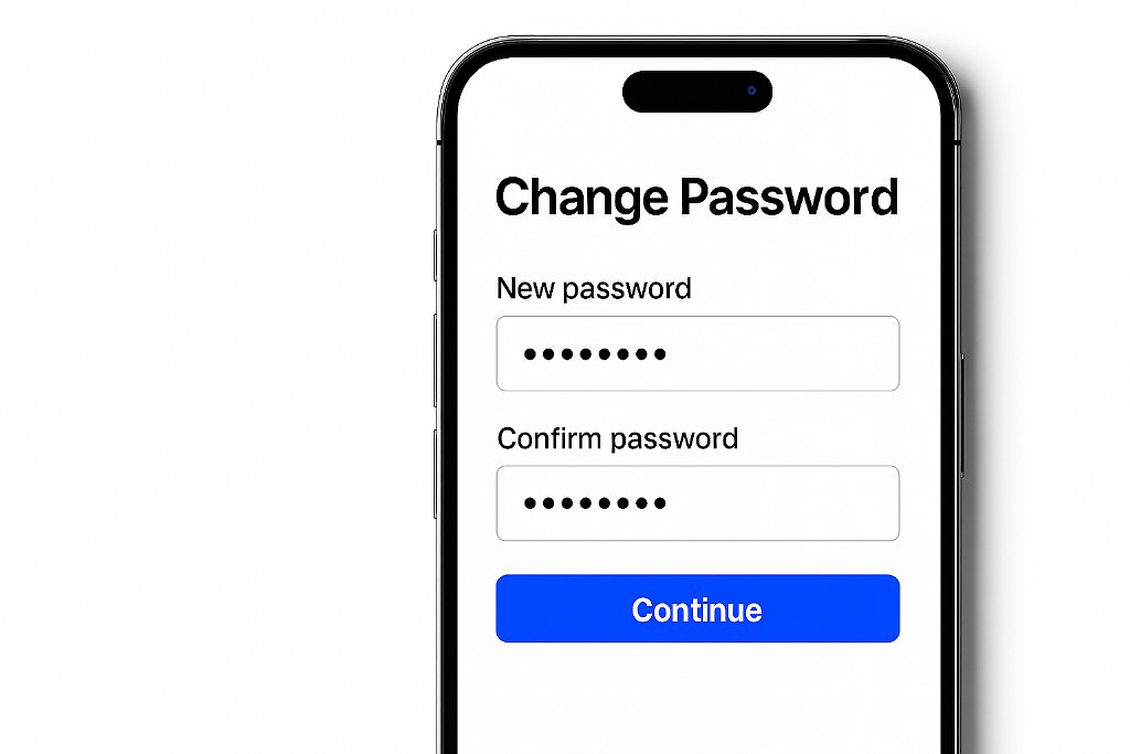 A prompt for changing password on a phone.