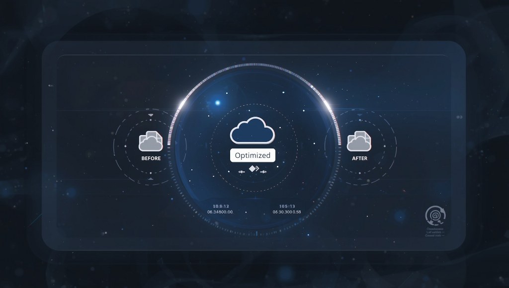 A sleek AI dashboard interface automatically compressing image files.