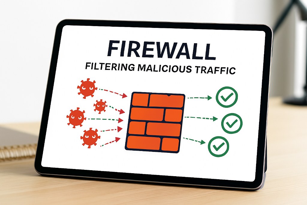A web firewall filtering malicious traffic.