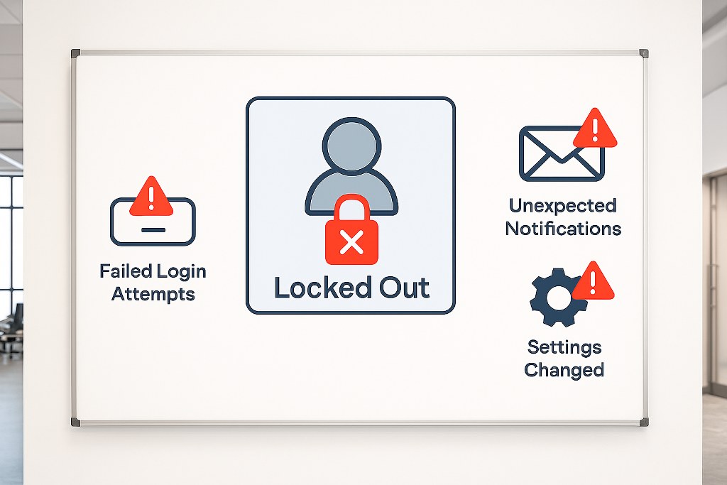 An illustration of account lock out on a whiteboard.