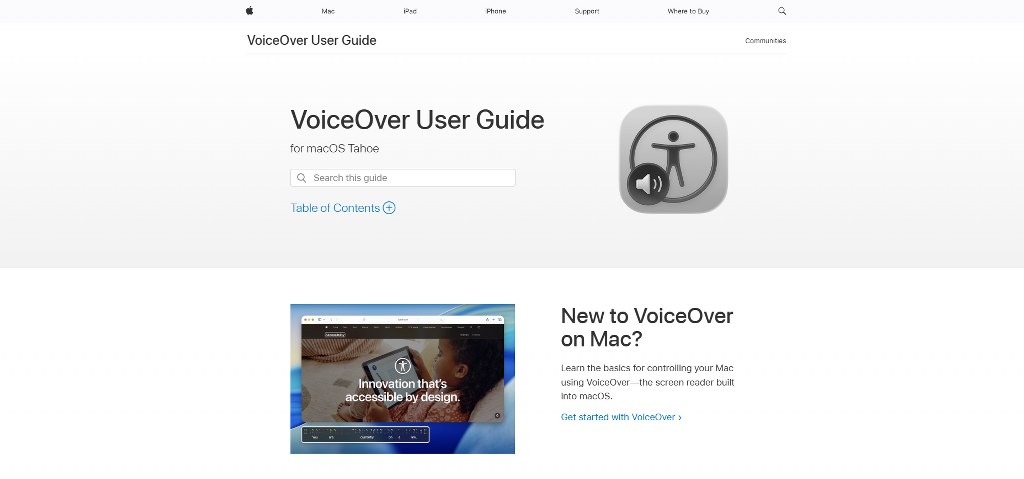 Apple's VoiceOver webpage.