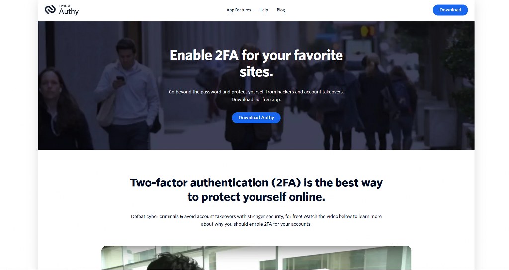 Authy's homepage.