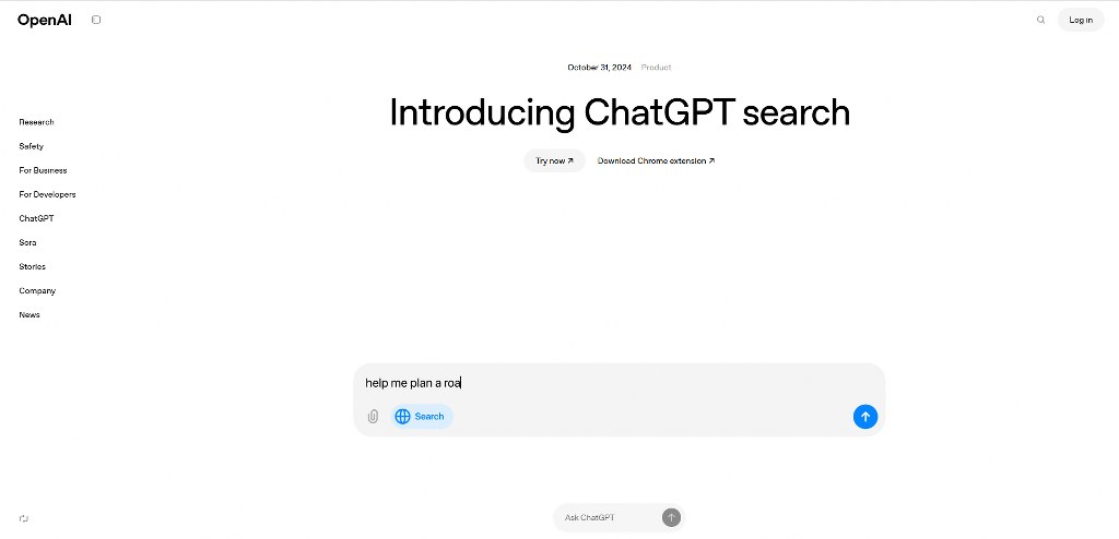 ChatGPT Search website.
