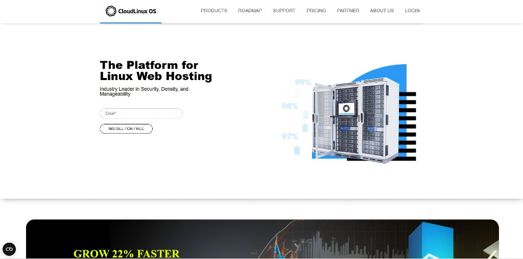 Cloud Linux website homepage.
