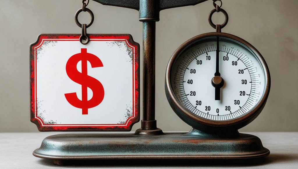 Cost versus performance balance illustrated with scale