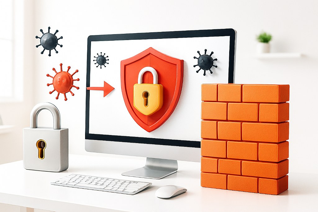 Defence against cyber threats illustration.