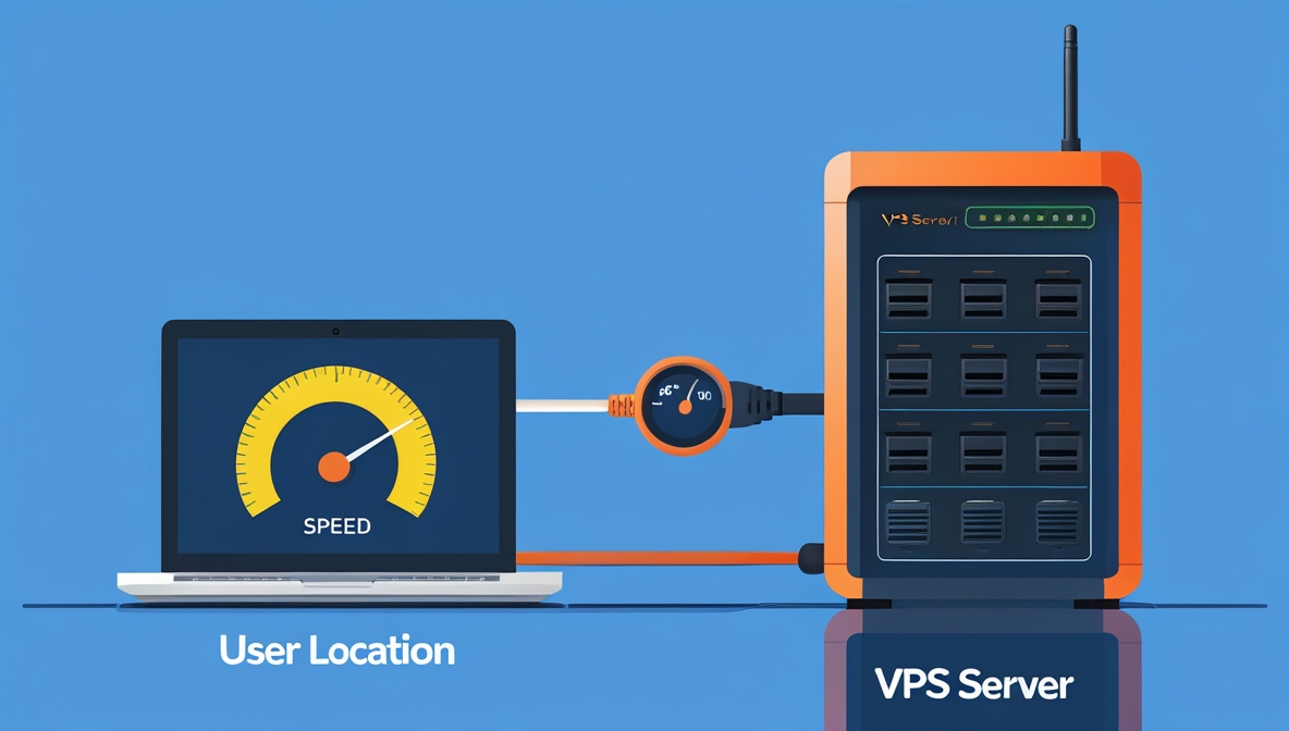 Diagram showing VPS server speed connection from user location