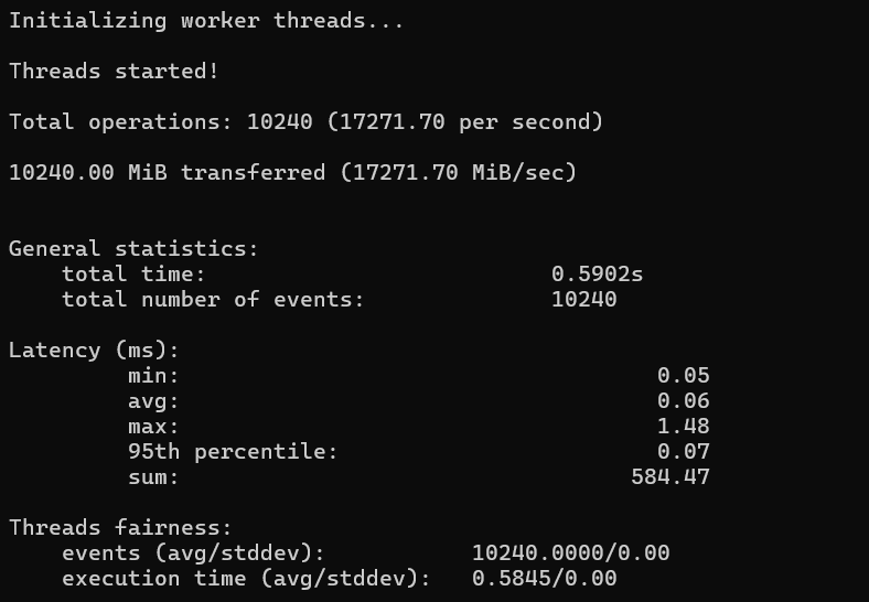 Memory Performance READ Test Result