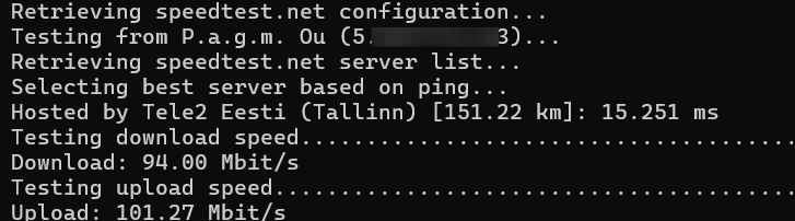 Network Performance Test result
