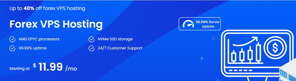 Forex VPS hosting offer highlighting uptime and performance features