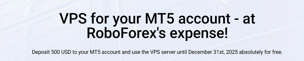 Free VPS offer for MT5 trading account promotion