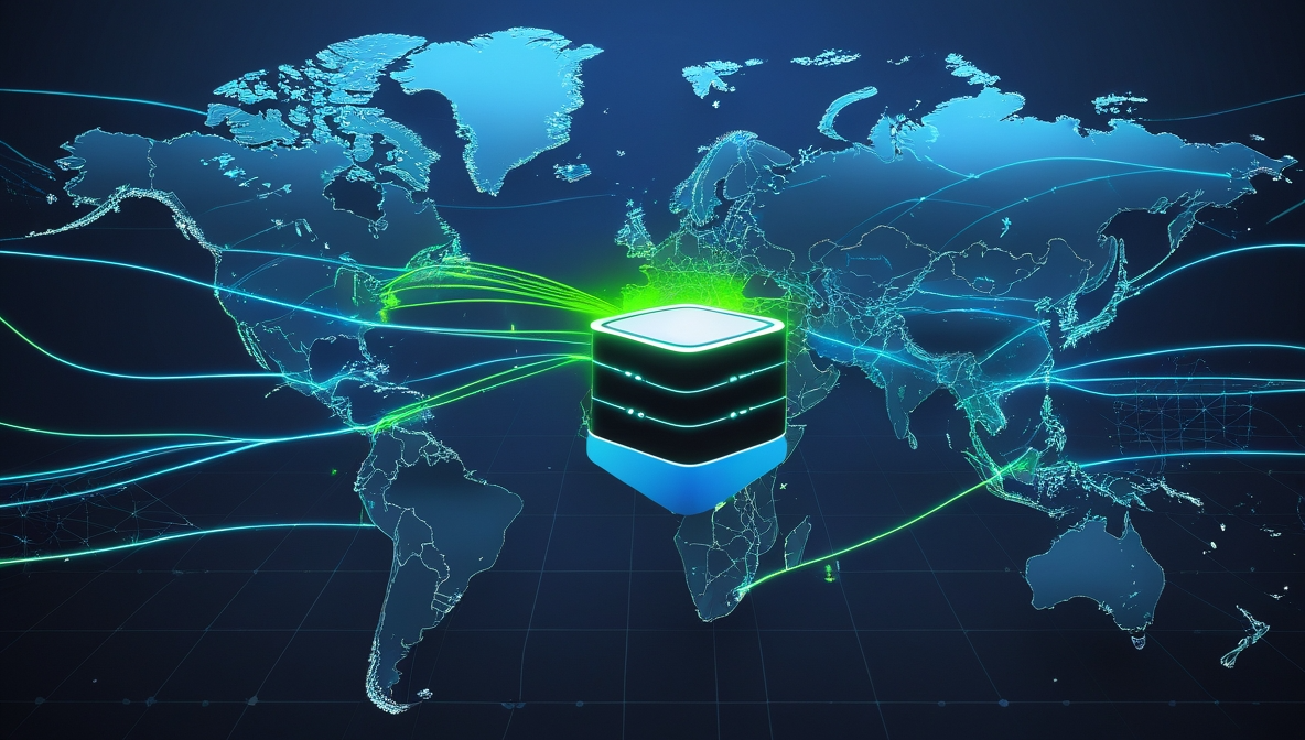 Global VPS server network delivering worldwide data connections