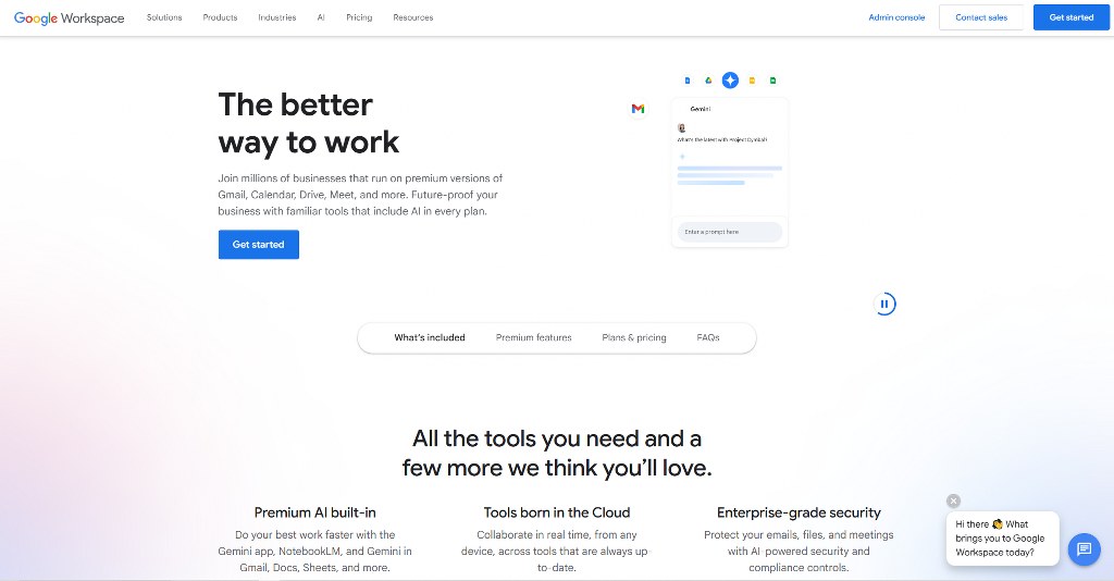 Google Workspace website.