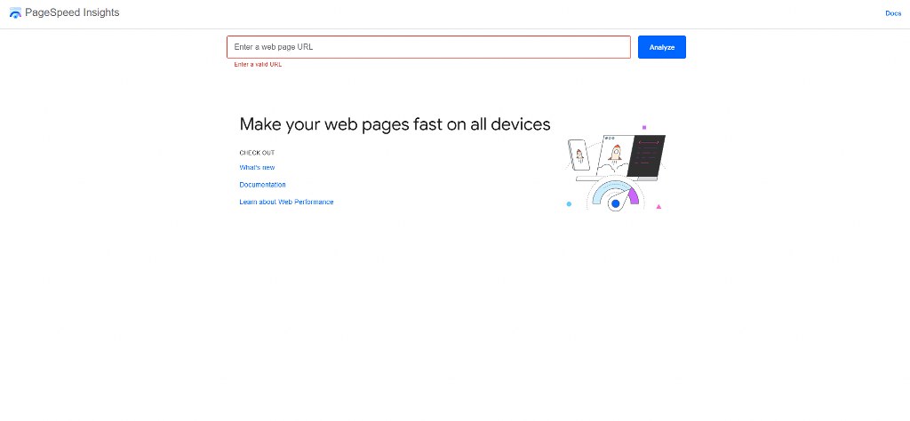 Google's PageSpeed Insights website.