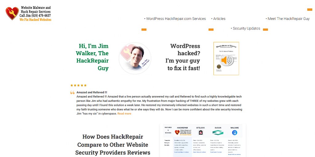 Hackrepair's website homepage.