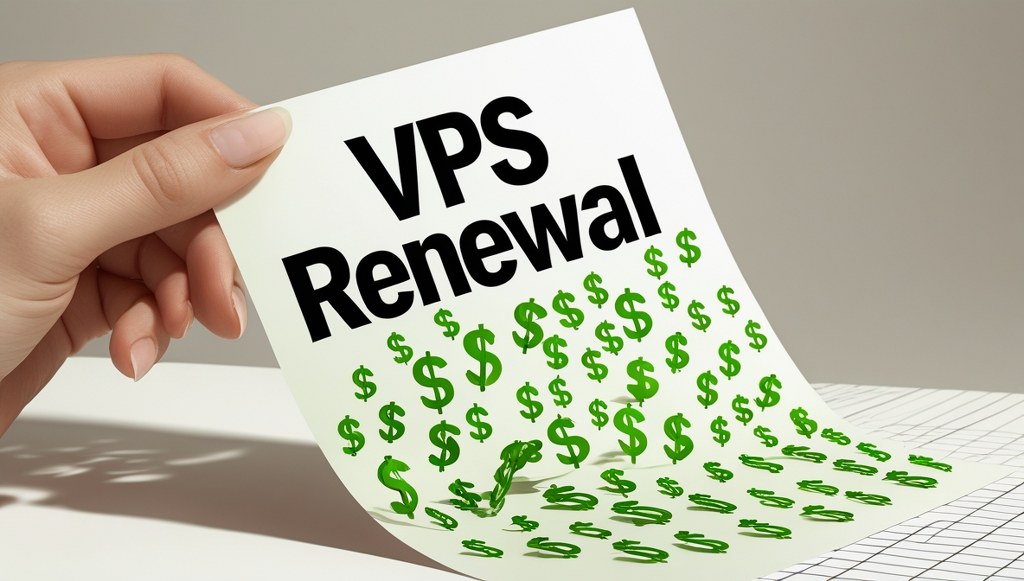 Hand holding VPS renewal notice with rising hosting costs