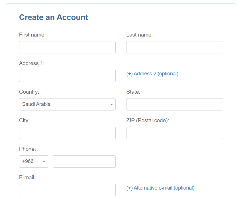 screenshot of ICDSoft Sign Up window