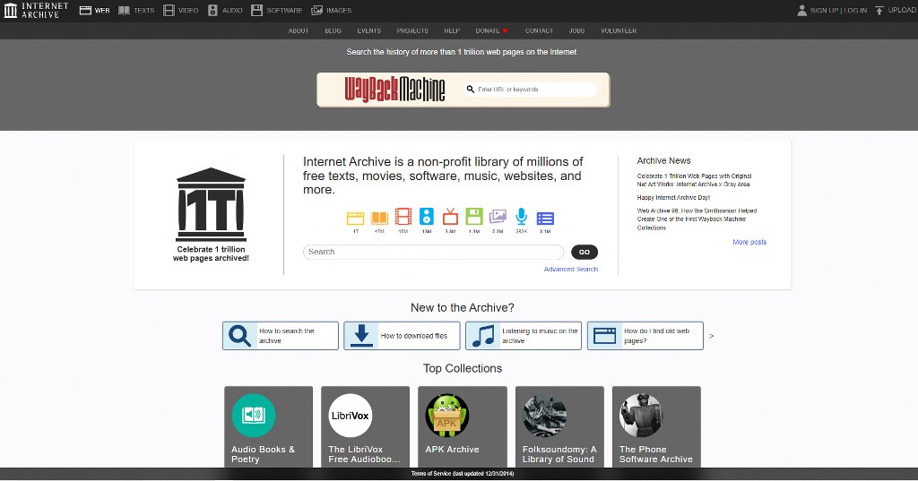 Internet Archive's website.