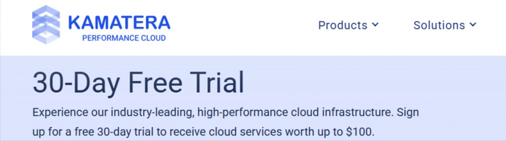 Kamatera cloud platform offering thirty day free VPS trial