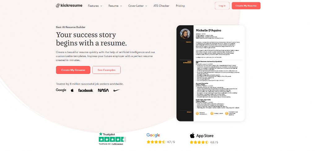 Kickresume website.