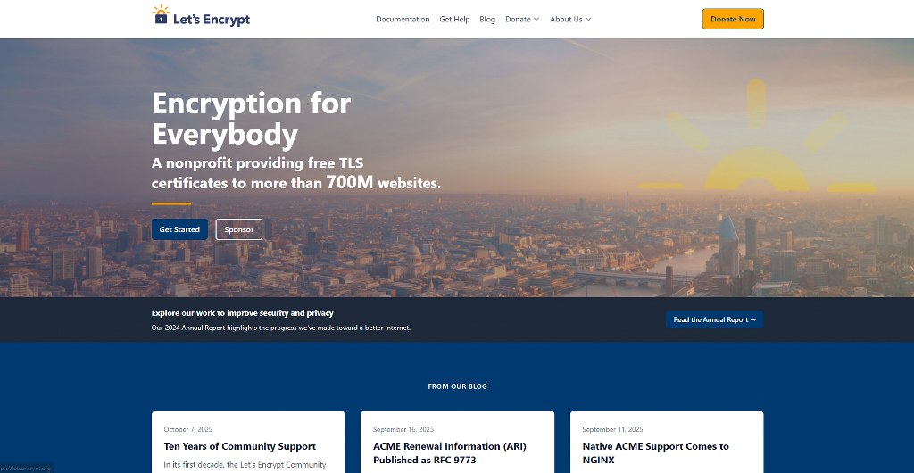 Let's Encrypt's website homepage.