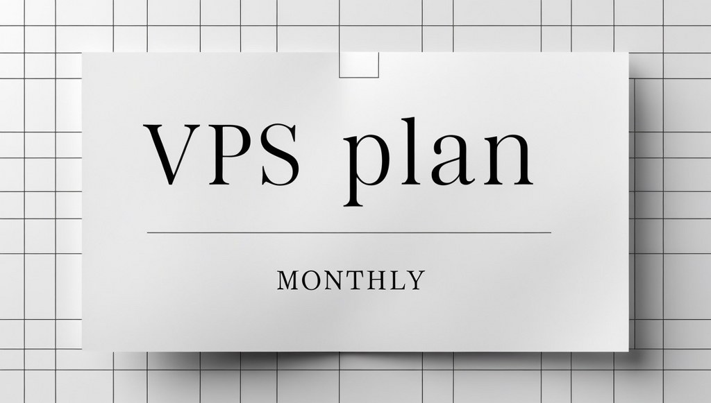Monthly VPS hosting plan card displayed on minimal background