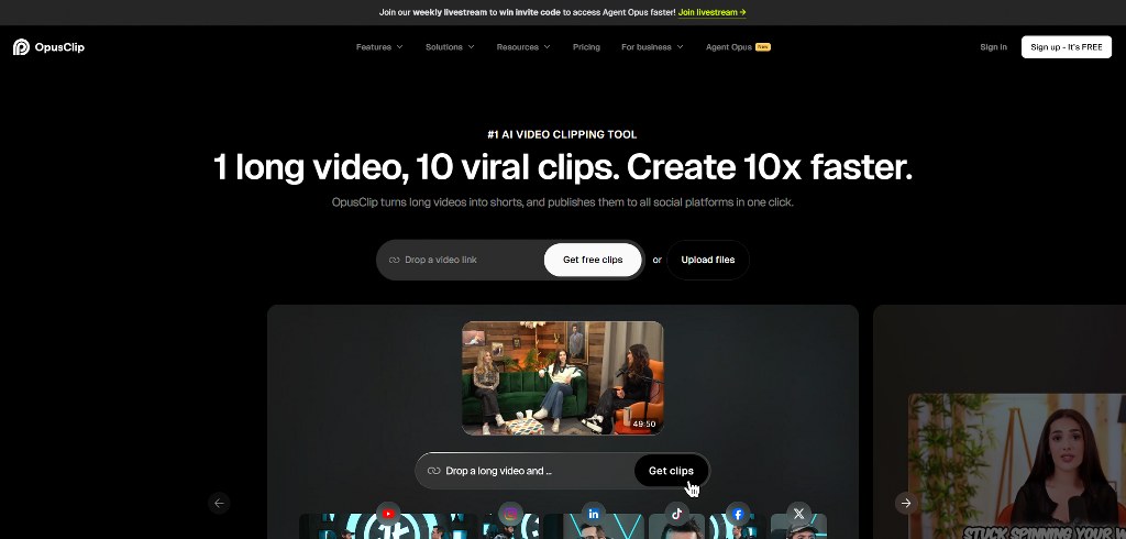 OpusClip website.