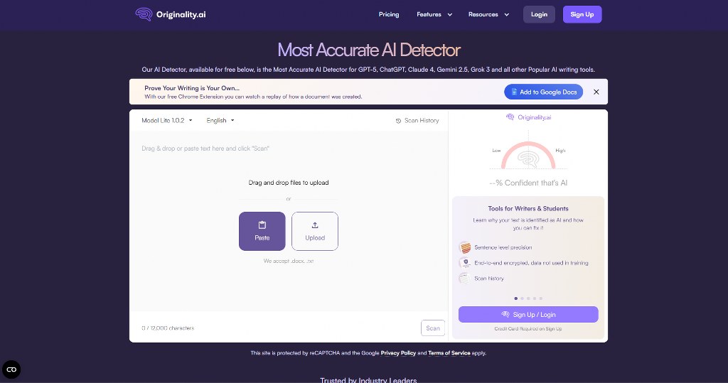 Originality.ai website.