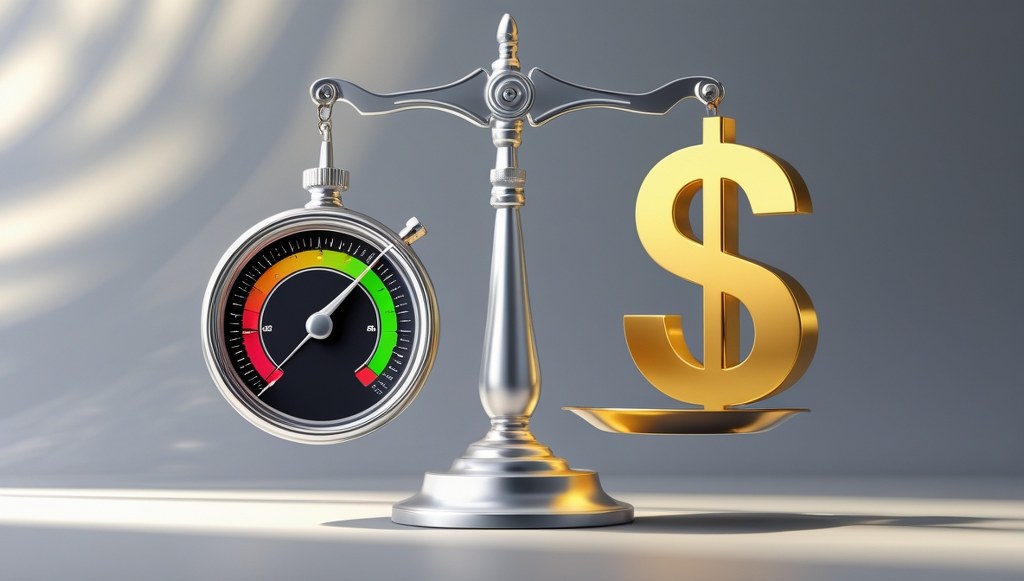 Performance and cost balance scale representing VPS value