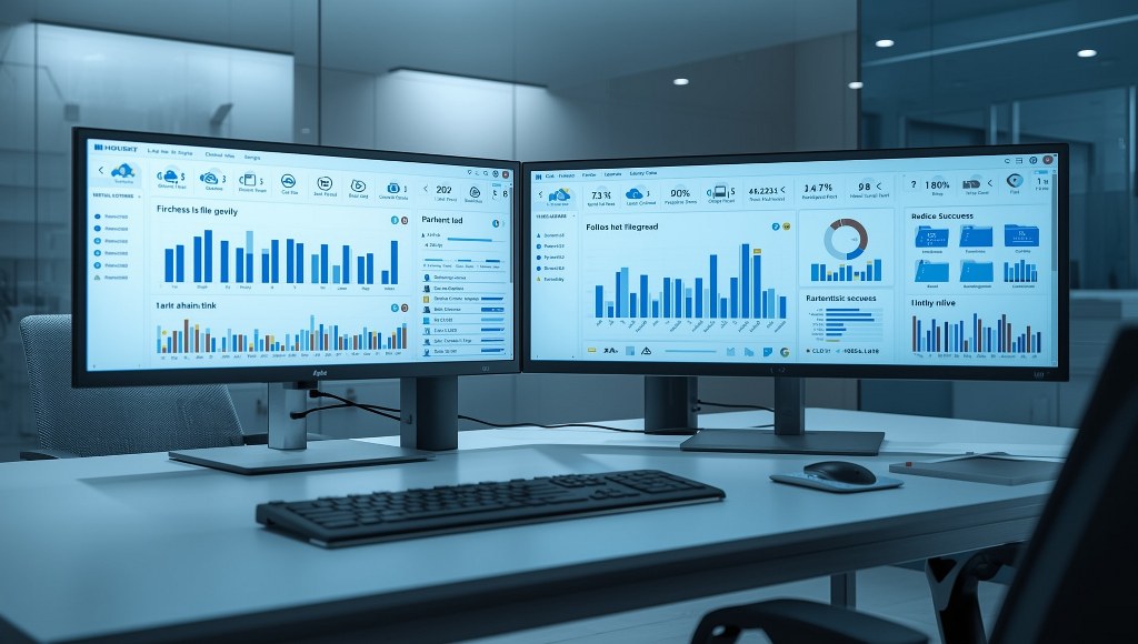 Realistic dashboard interface of a large-scale file-sharing system.