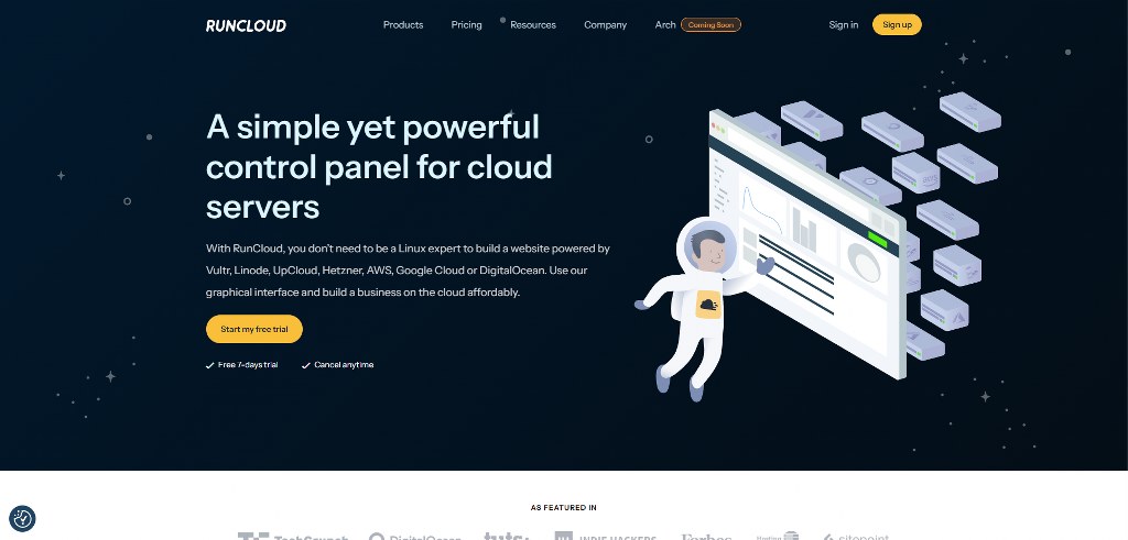 RunCloud's homepage.