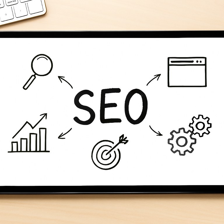 SEO illustration on a tablet 1