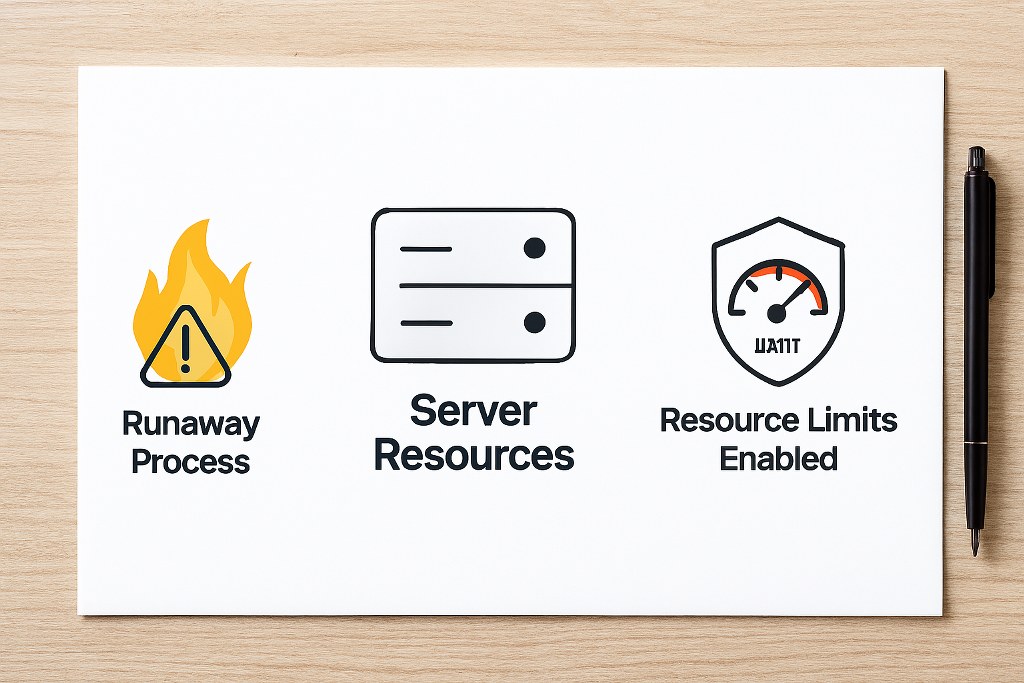Shell resource limits concept on a piece of paper.