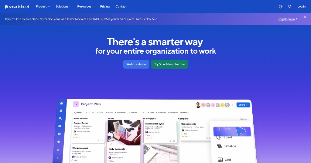 Smartsheet's website.