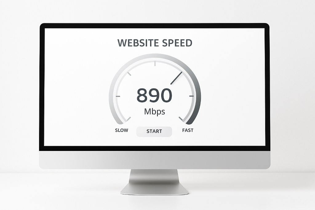 Website speed monitoring on a monitor.