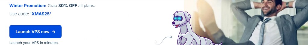 Winter VPS promotion banner offering seasonal discount