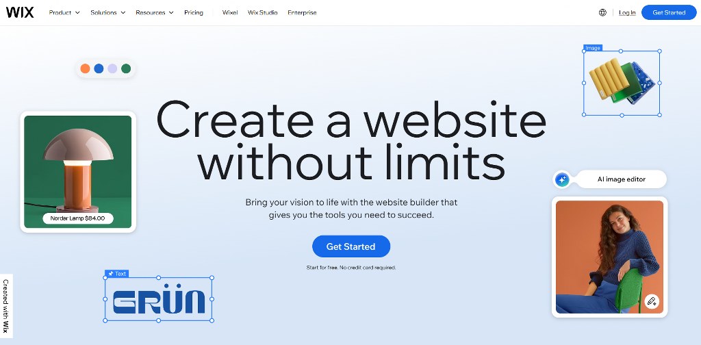 Wix's website homepage.