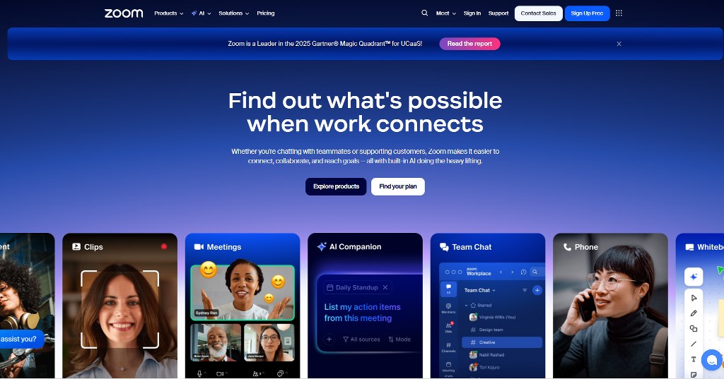 Zoom's website homepage.