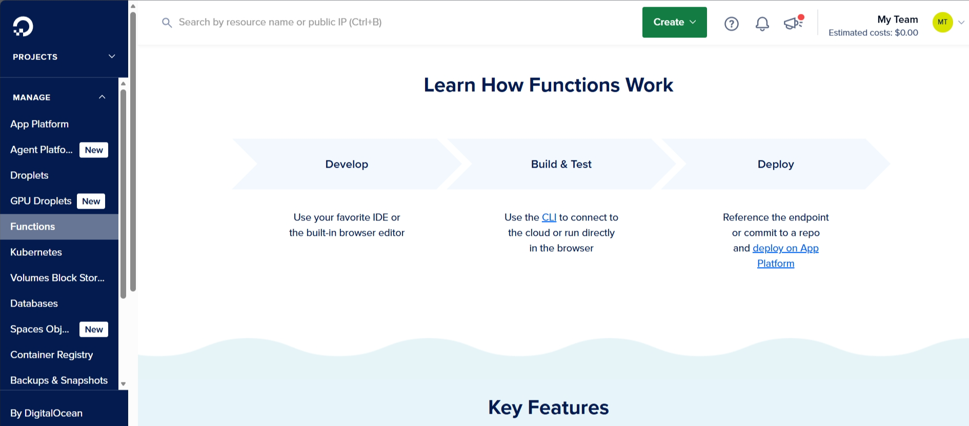 screenshot of the DO dashboard 