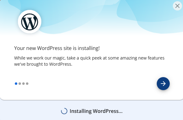 screenshot of the WordPress Installing process